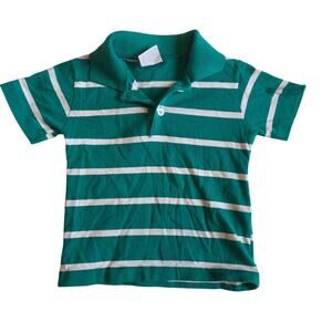 Vintage Challenger Striped Polo Shirt Toddler 2T Green White Made in USA